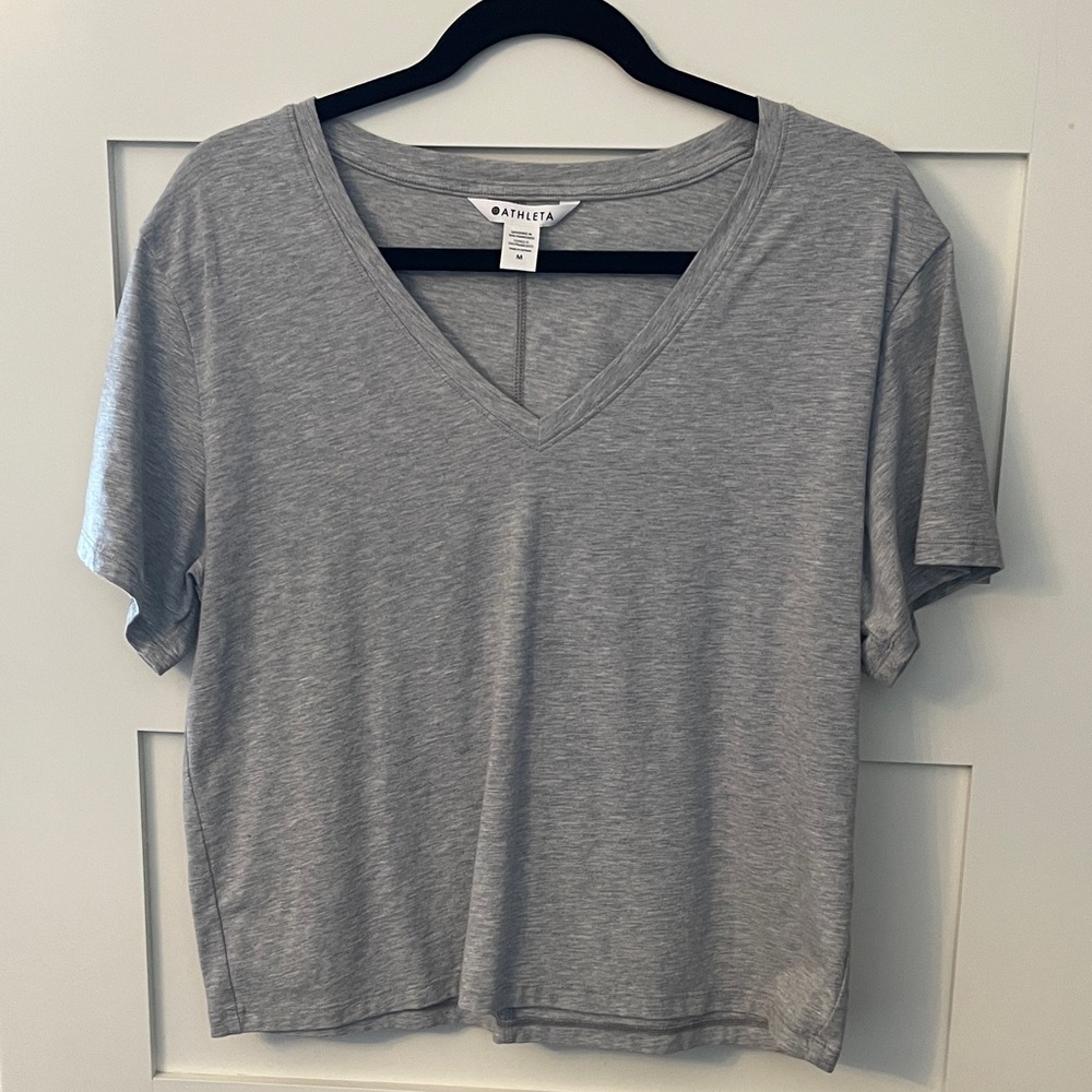 Athleta Heather Gray V-Neck Tee